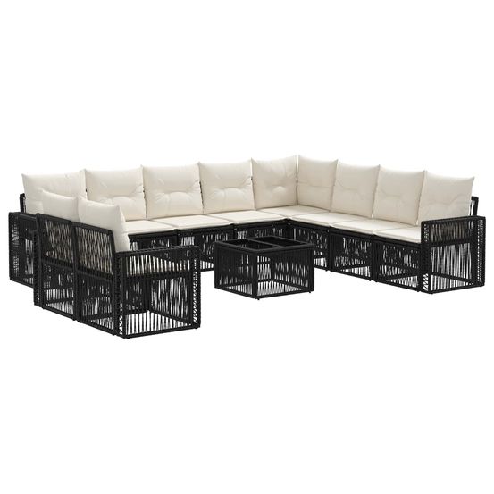 Ensemble de canapé de jardin 11 pc noir et blanc crème