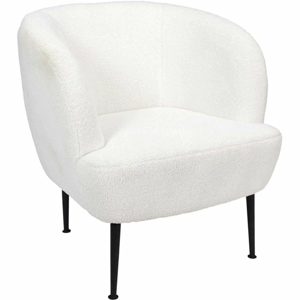 Fauteuil en polyester bouclette blanc kiera