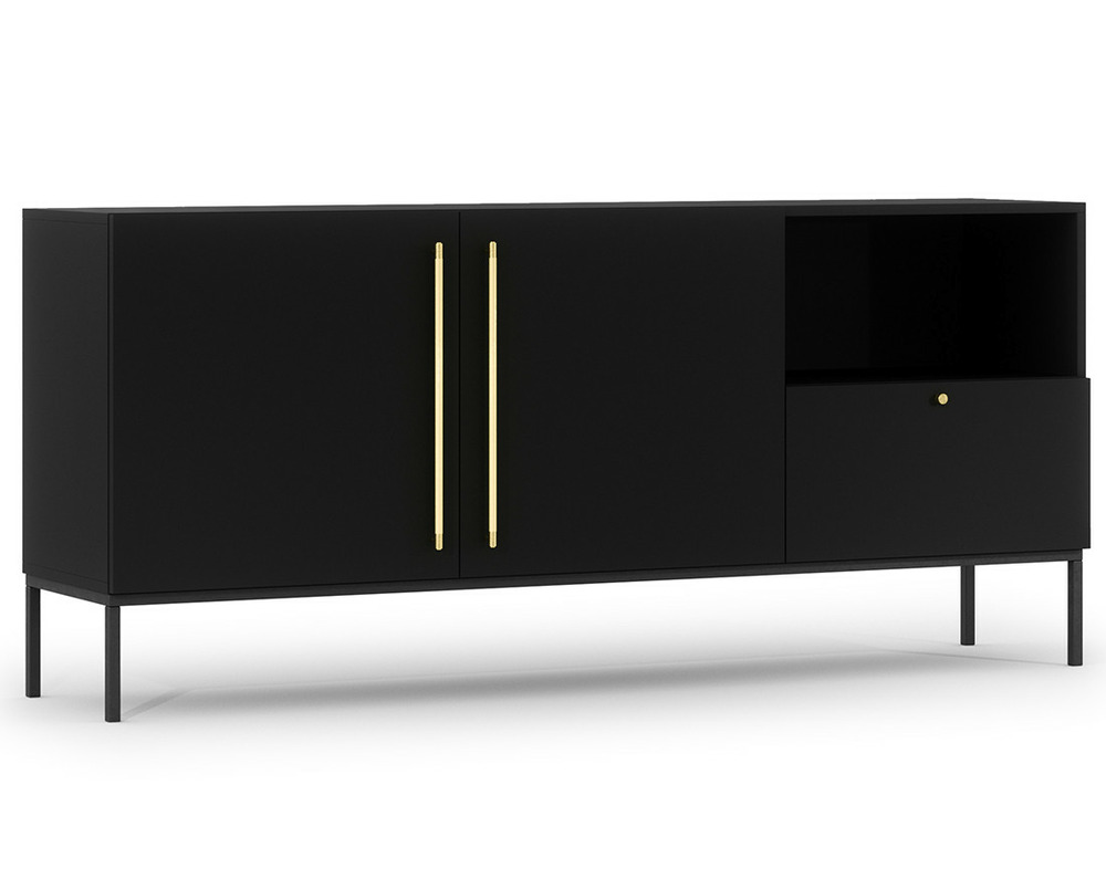 Felicia - buffet bas - noir - 2 portes, 1 tiroir et 1 niche - 180 cm