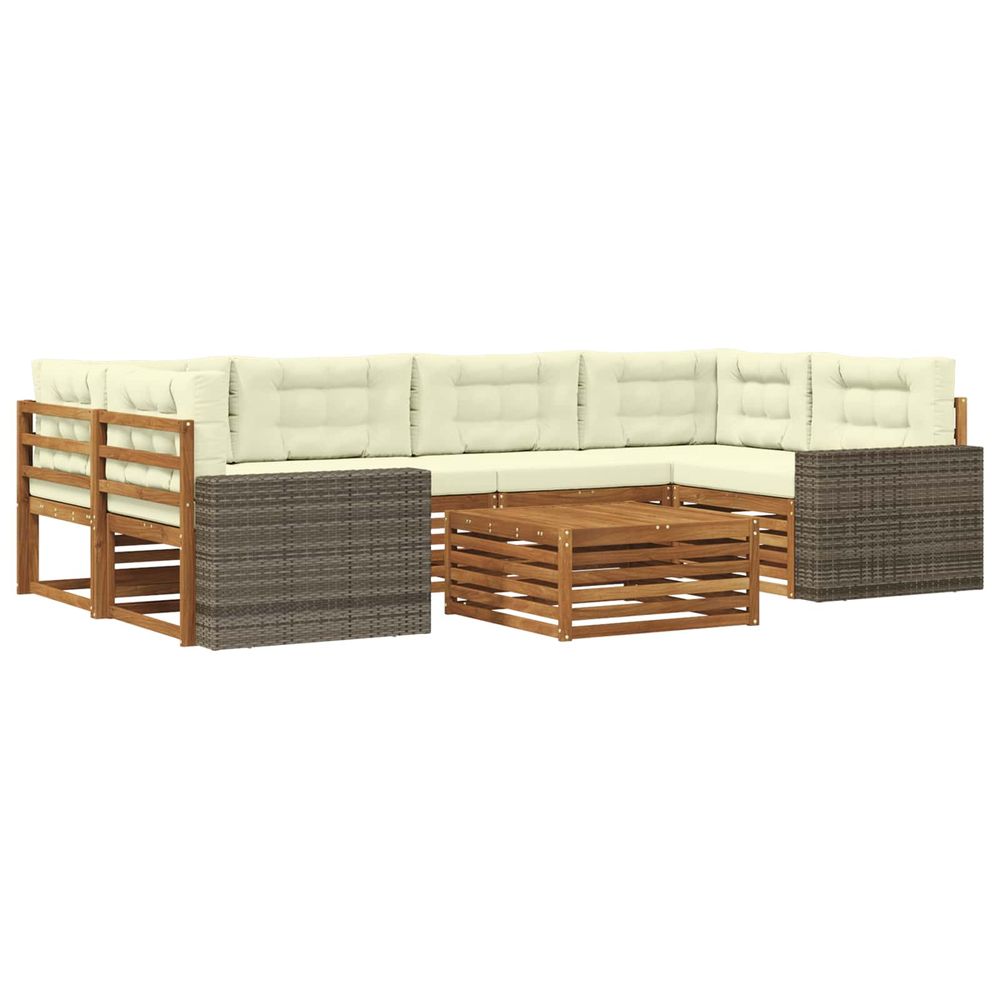 Ensemble de canapés d'extérieur 7 pc naturel et crème polyester