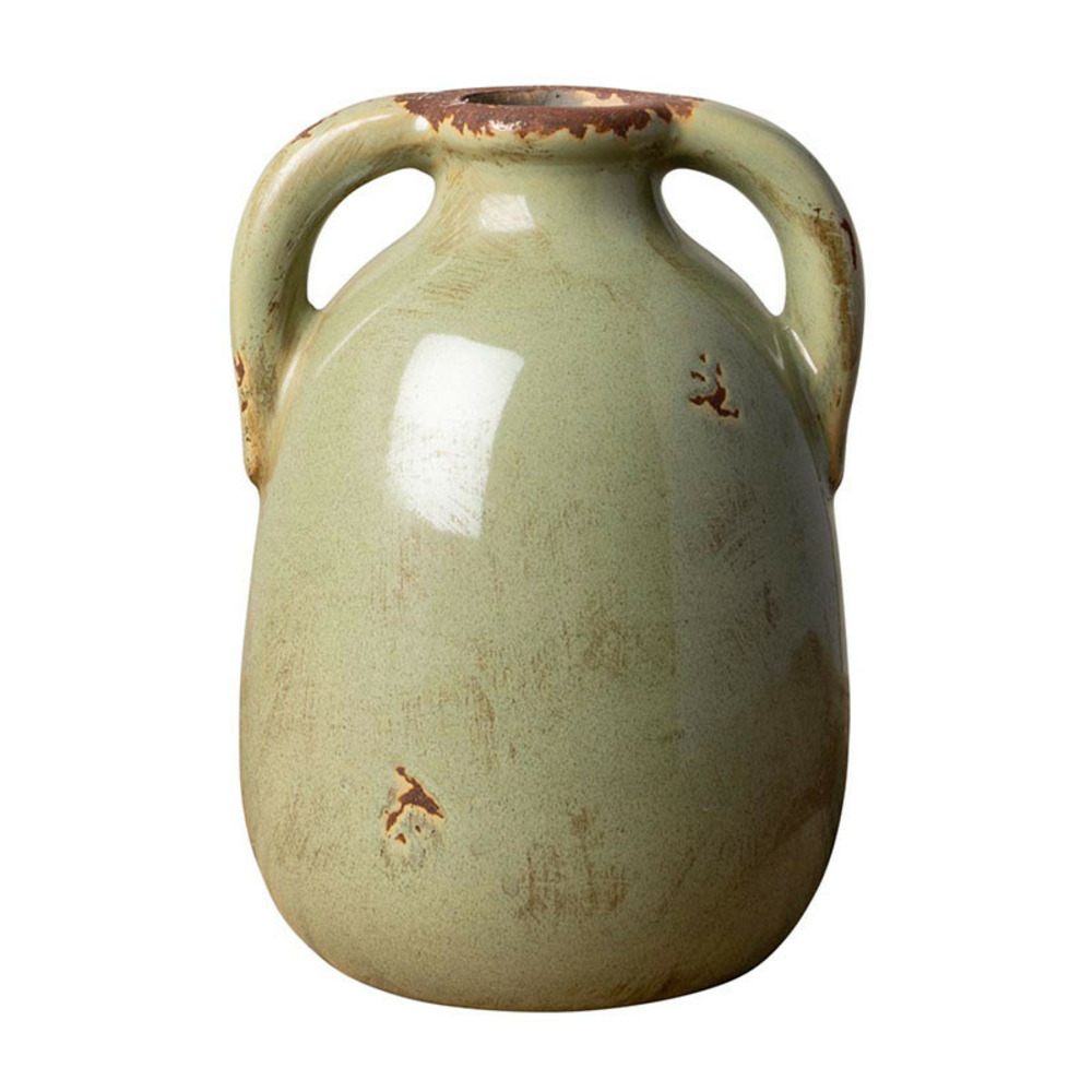 Vase à deux anses lichen céramique 12x9cm