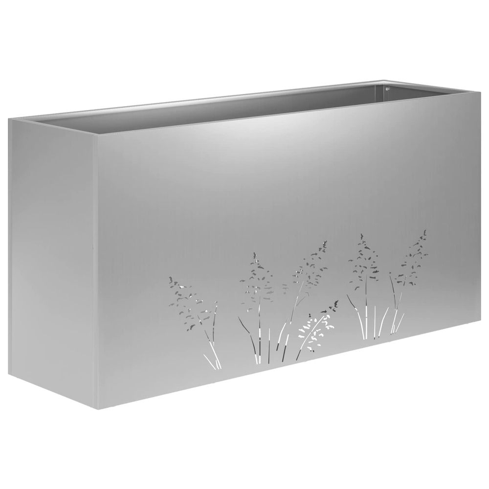 Cache-pot de jardin argenté 100 x 20 x 49 cm acier galvanisé