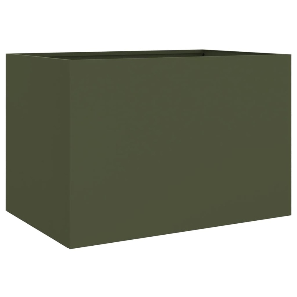 Jardinière bac lit surélevé plantes fleurs terrasse jardin olive 62 x 47 x 46 cm acier vert