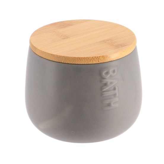 Boite a coton dolomite ronde bath - gris/bambou