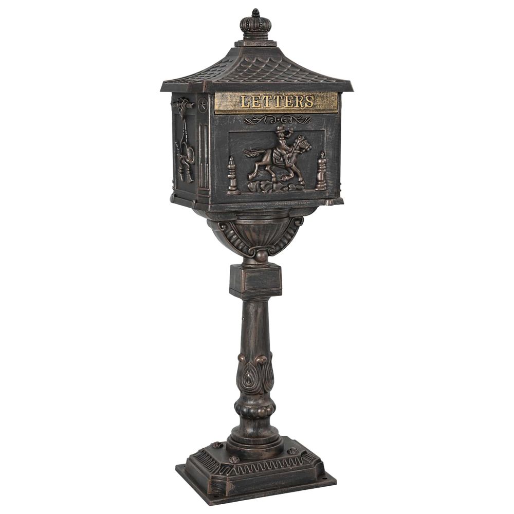 Boîte aux lettres debout avec porte bronze 42,5 x 29,5 x 117 cm
