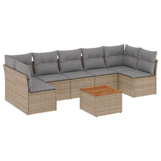 Salon de jardin avec coussins 8pcs mélange beige résine tressée