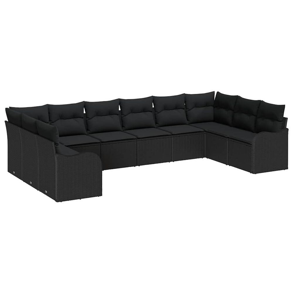 Ensemble de canapé de jardin 10 pc noir polyrotin