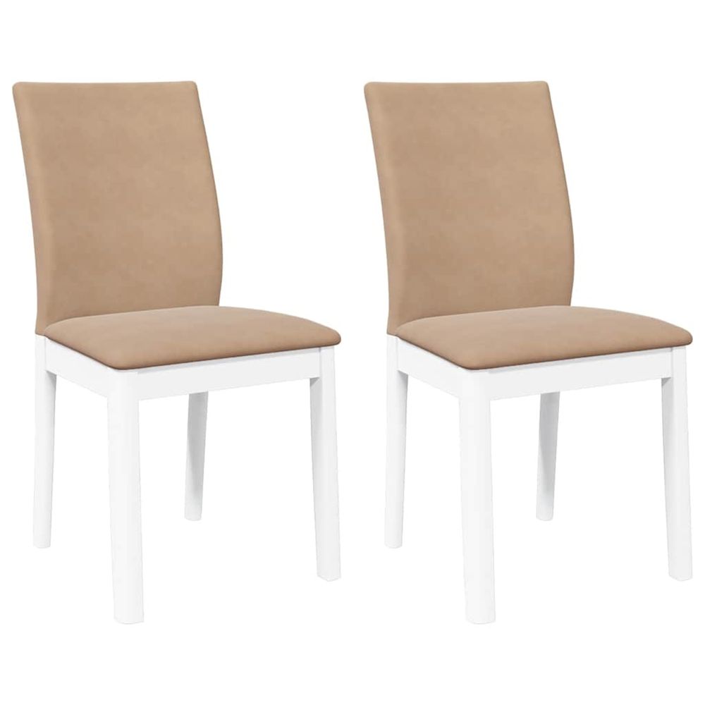 Chaises à manger coussins 2 pcs blanc bois massif caoutchouc
