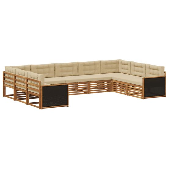 Ensemble de canapés d'extérieur 9 pc naturel et beige