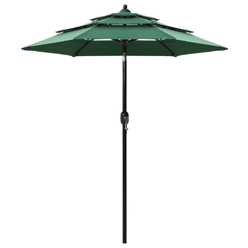 Parasol mobilier de jardin à 3 niveaux avec mât en aluminium 2 m vert