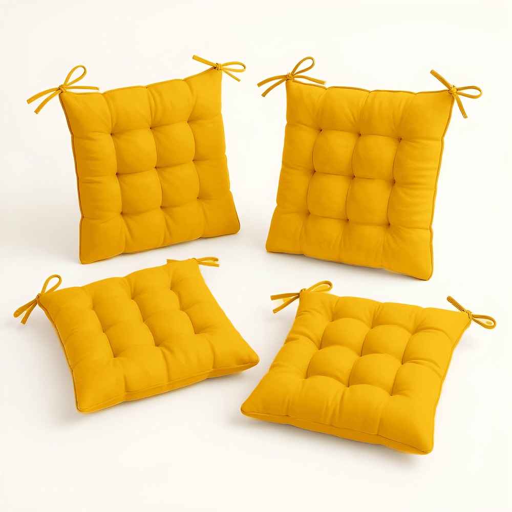 Lot de 4 galettes de chaise 40 x 40 cm - jaune miel