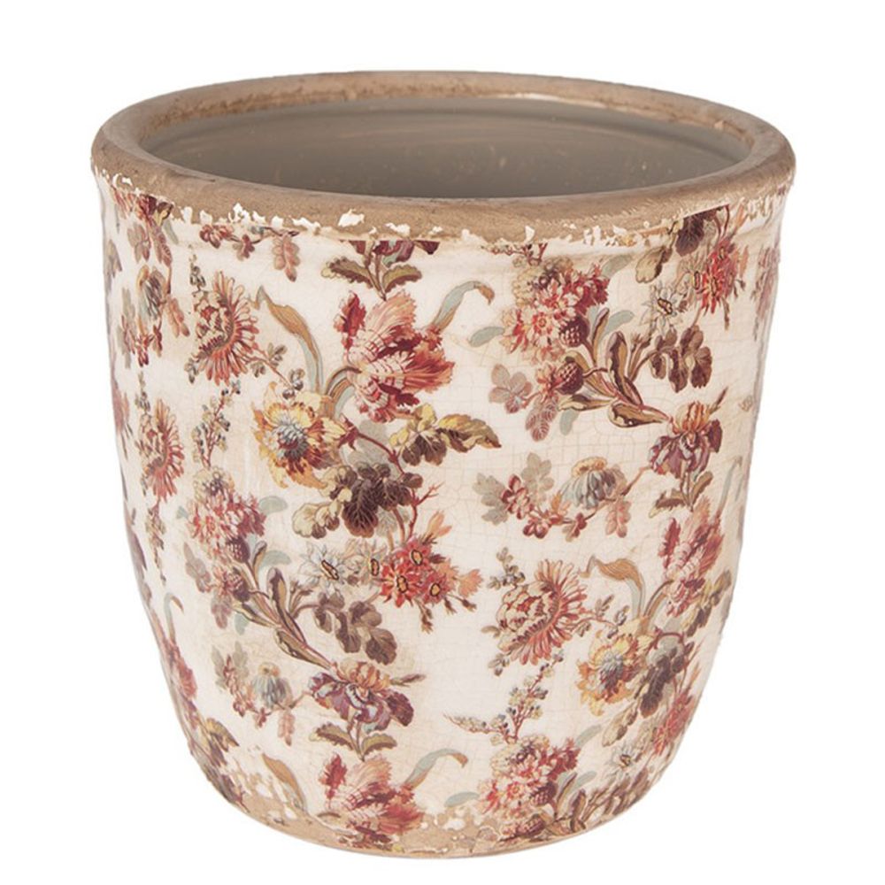 Pot de fleur d'intérieur beige rose 16x16cm