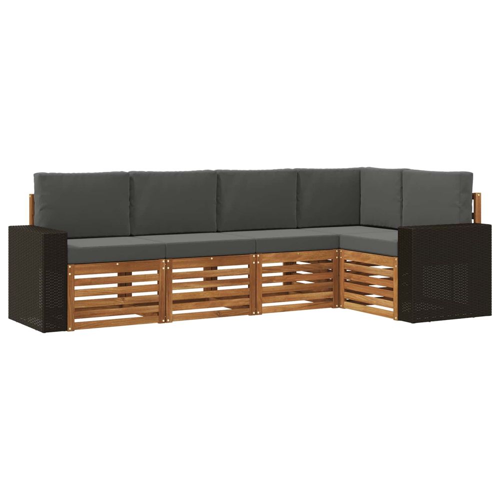 Ensemble de canapés d'extérieur 5 pc naturel et anthracite