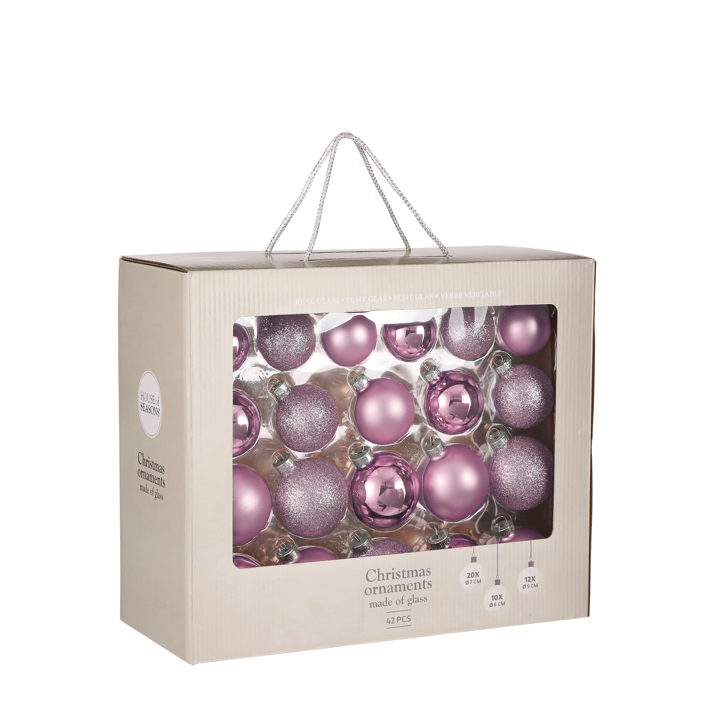 Boules de noël en verre lilas - 42 pièces