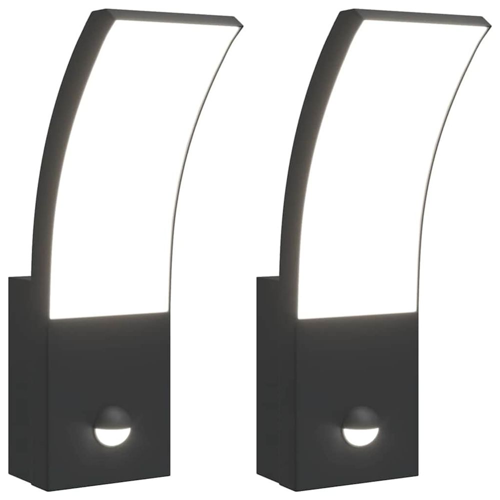 Appliques murales led d'extérieur avec capteurs 2 pcs noir