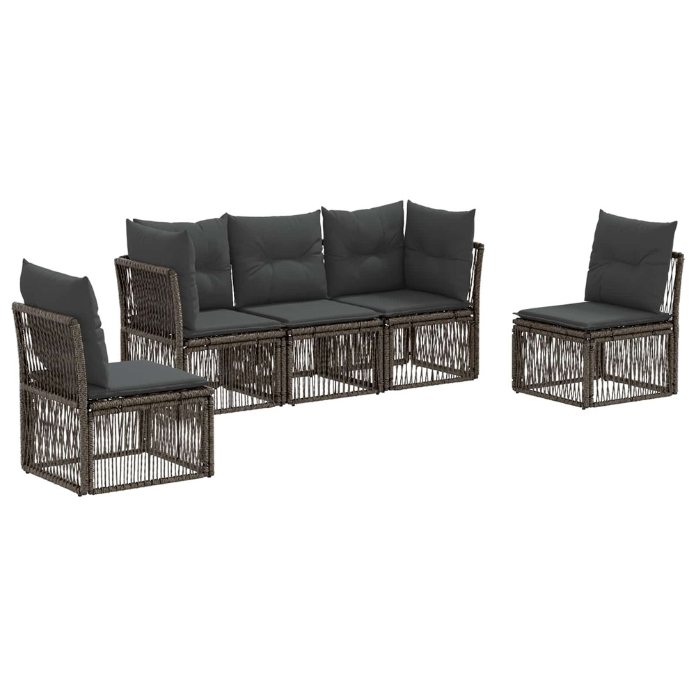 Ensemble de canapé de jardin 5 pcs gris polyrotin