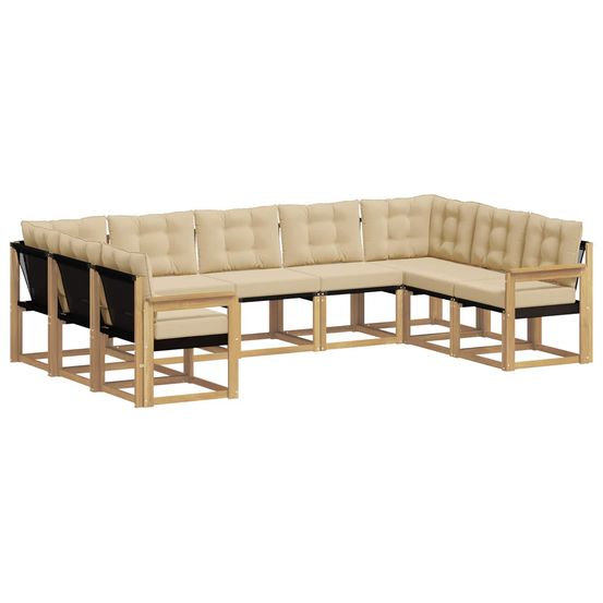 Ensemble de canapés d'extérieur 9 pc blanc et beige