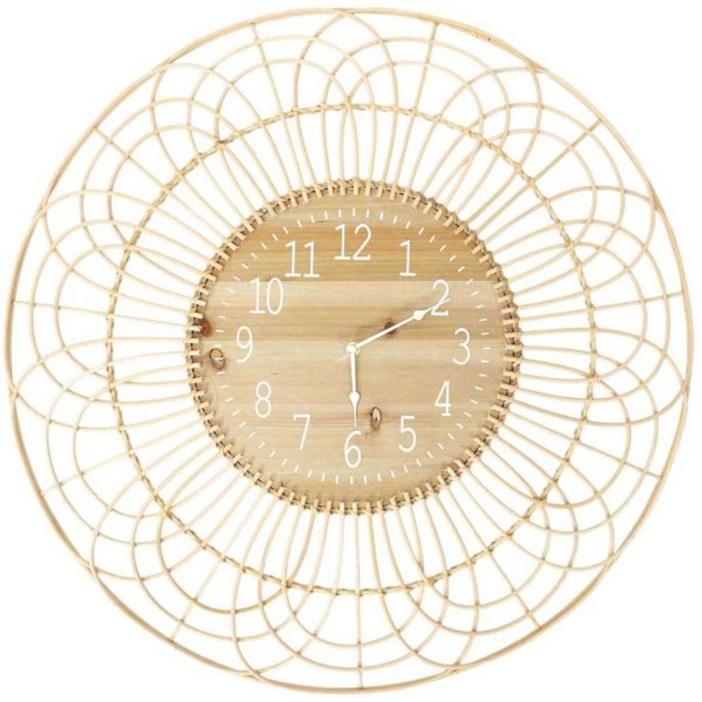 Horloge ronde en rotin 70 cm