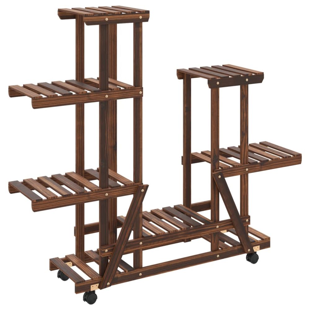 Support à fleurs avec roues 95x25x101 cm bois massif de sapin
