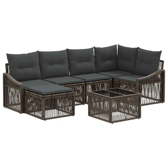 Ensemble de canapé de jardin 7 pc gris polyrotin