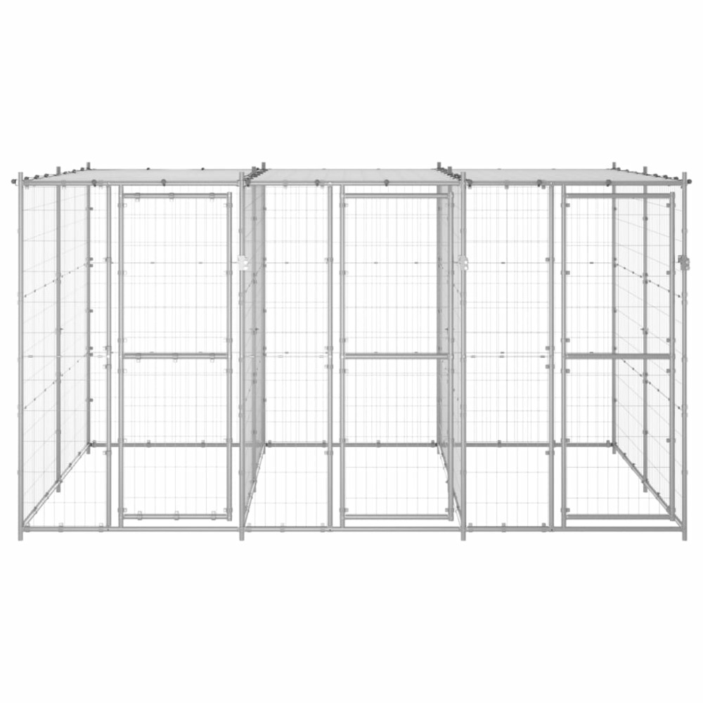 Chenil extérieur acier galvanisé avec toit 7,26 m²