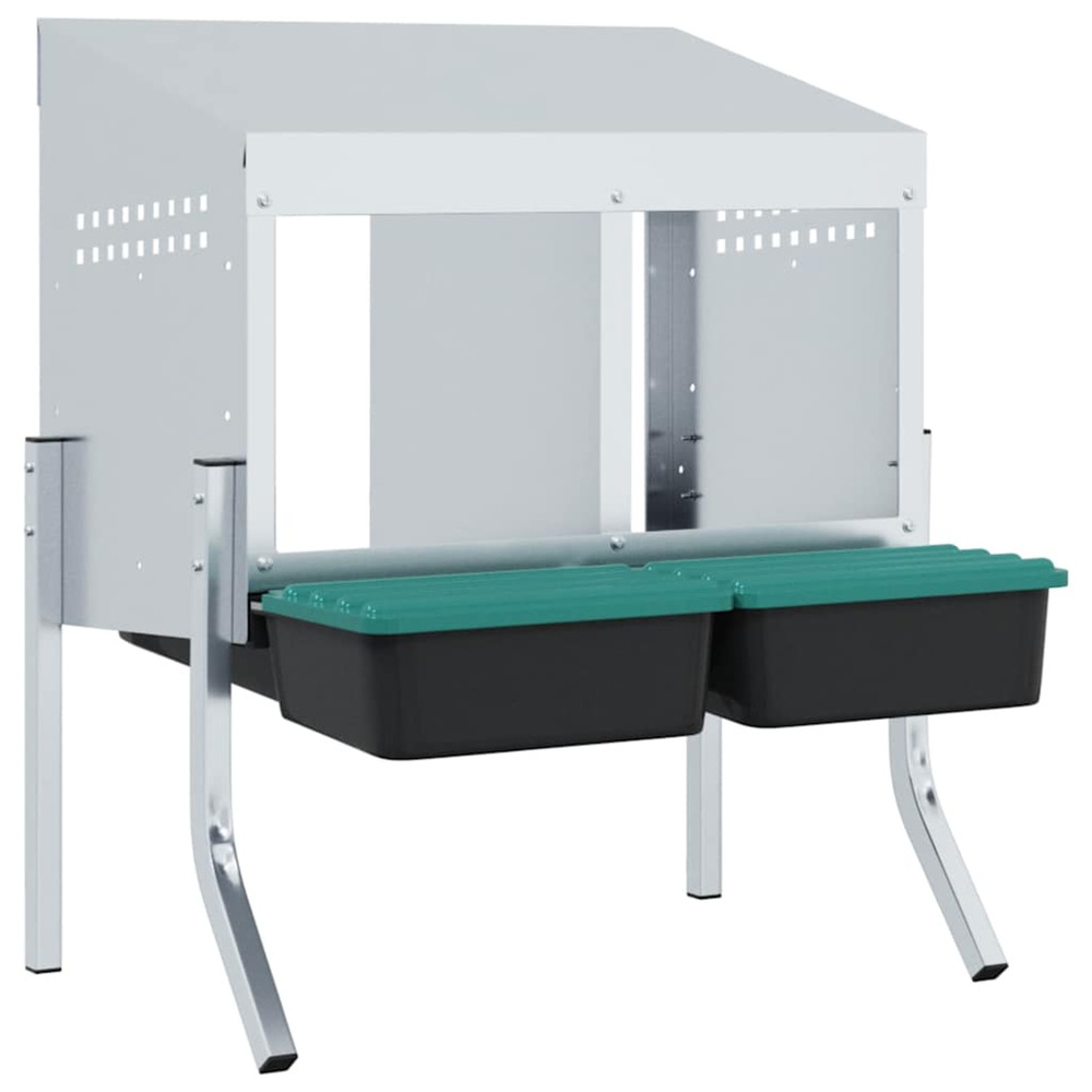 Nichoir à poules2 compartiments avec pieds en acier galvanisé