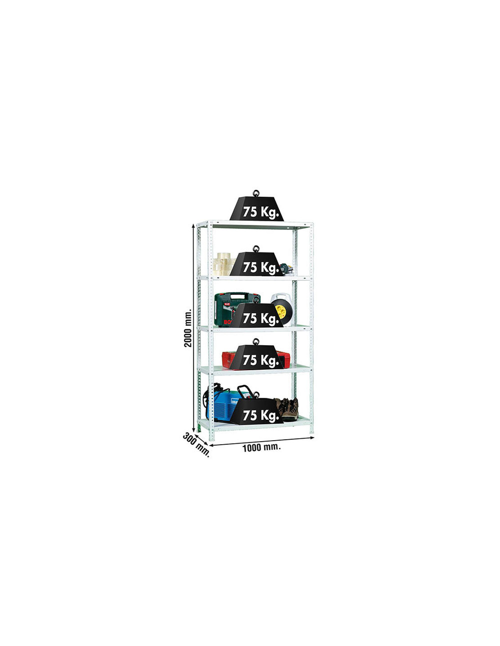 Etagère légère avec vis advantage plus 5/300 blanc blanc 2000x1000x300 - simonrack