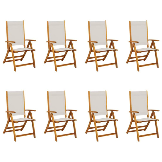 Chaises pliables de jardin lot de 8 bois d'acacia et textilène