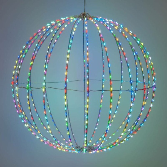 Sphère lumineuse ø40cm blanc silver micro led multi-flash rgb lotti