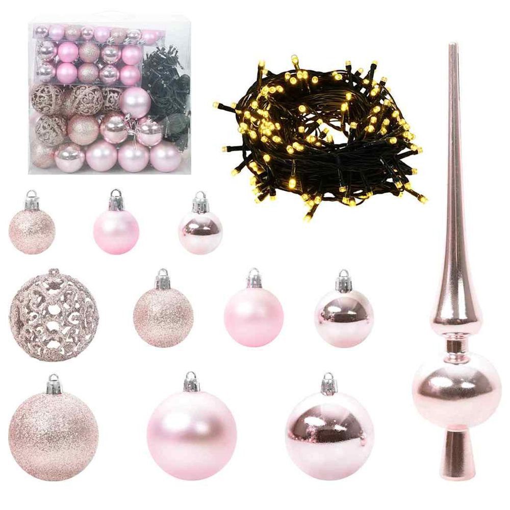Ensemble de boules de noël 120 pc 300 led blanc chaud ø 6 cm