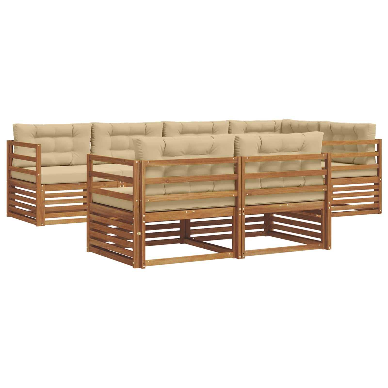 Ensemble de canapés d'extérieur 7 pcs naturel et beige