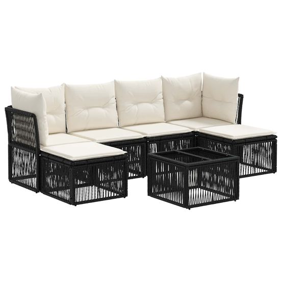Ensemble de canapé de jardin 7 pc noir polyrotin