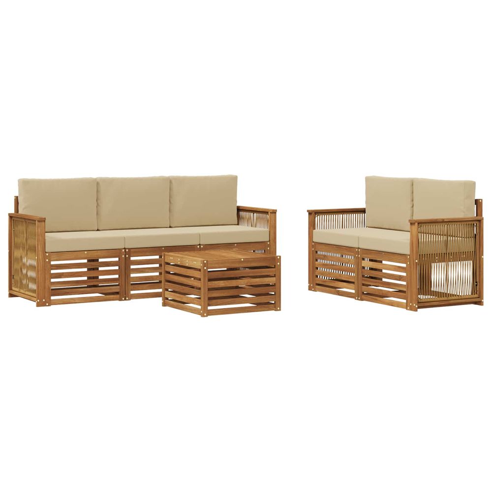 Ensemble de canapés d'extérieur 6 pc naturel et beige