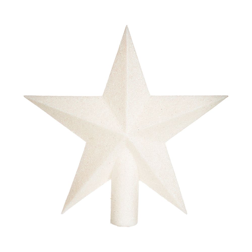 Déco sapin de noël cimier étoile blanc irisé pailleté