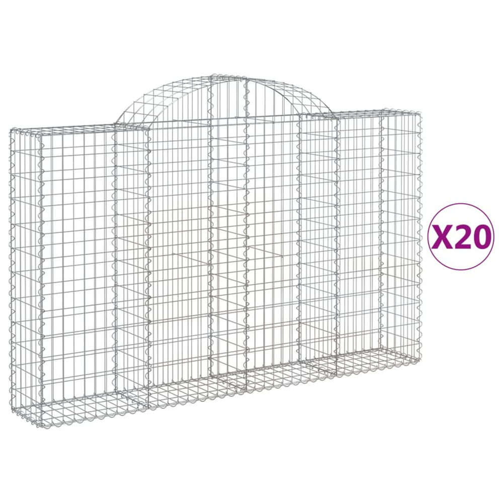 Paniers à gabions arqués 20 pcs 200x30x120/140 cm fer galvanisé