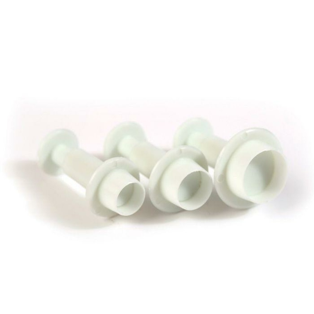 3 emporte-pièces à poussoir en plastique ronds