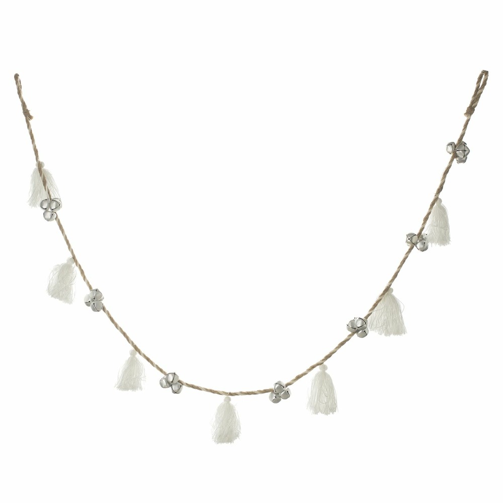 Guirlande de noël design pompon - blanc