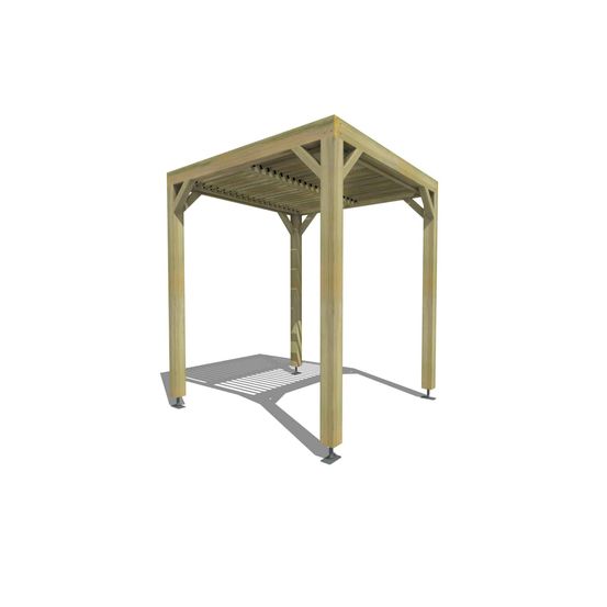 Pergola bois • 2m x 2m • indépendante • sens largeur • lames orientables bioclimatiques incluses • livraison comprise