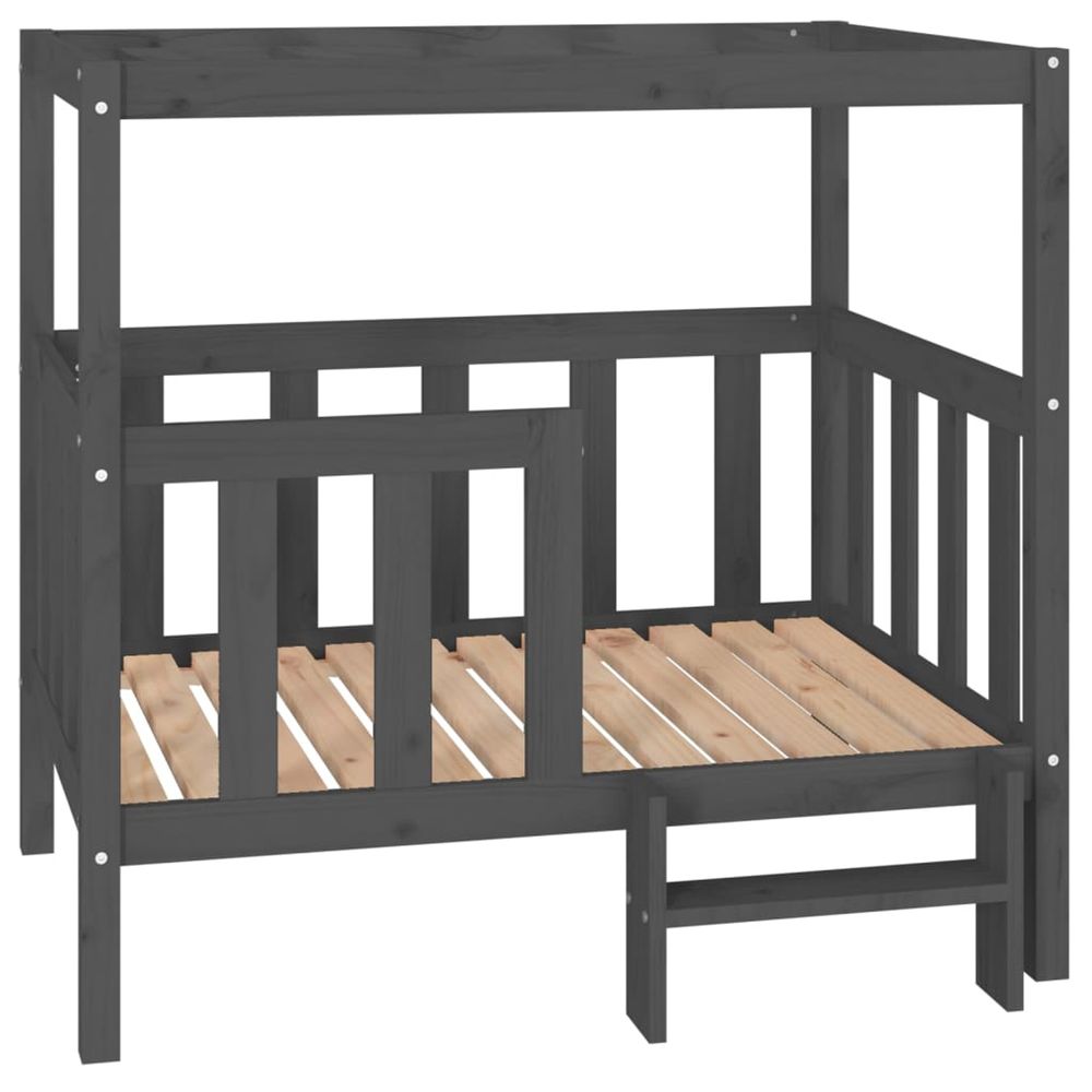 Lit pour chien gris 105,5x83,5x100 cm bois de pin solide