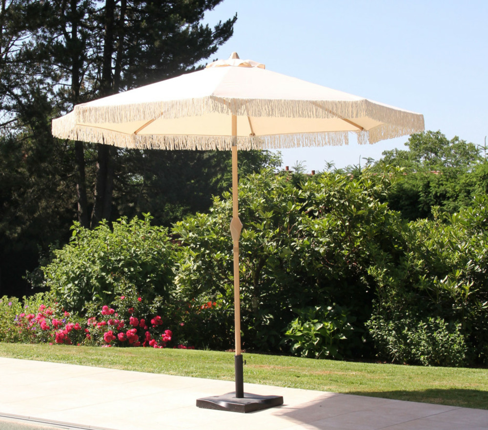 Parasol droit avec frange ø2,7m - crème - sunset