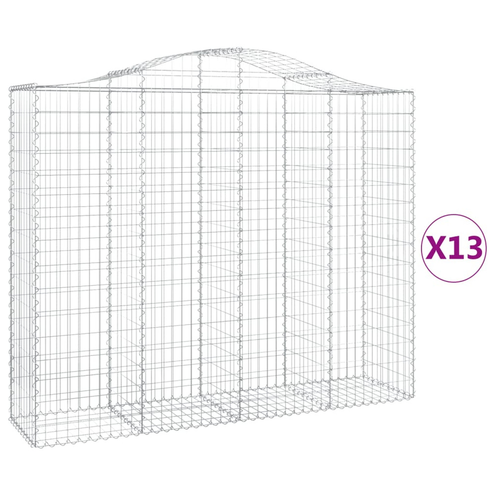 Paniers à gabions arqués 13 pcs 200x50x160/180 cm fer galvanisé