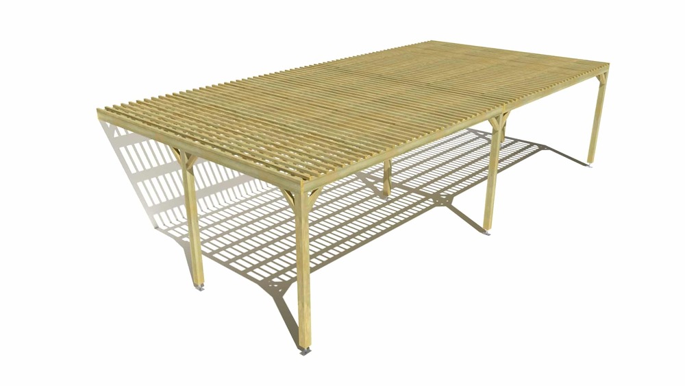 Pergola bois • 10m x 5m • adossée • sens largeur • lattage bois • livraison comprise