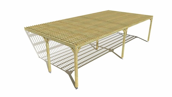 Pergola bois • 10m x 5m • adossée • sens largeur • lattage bois • livraison comprise