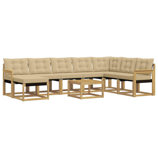 Ensemble de canapés d'extérieur 9 pcs blanc et beige