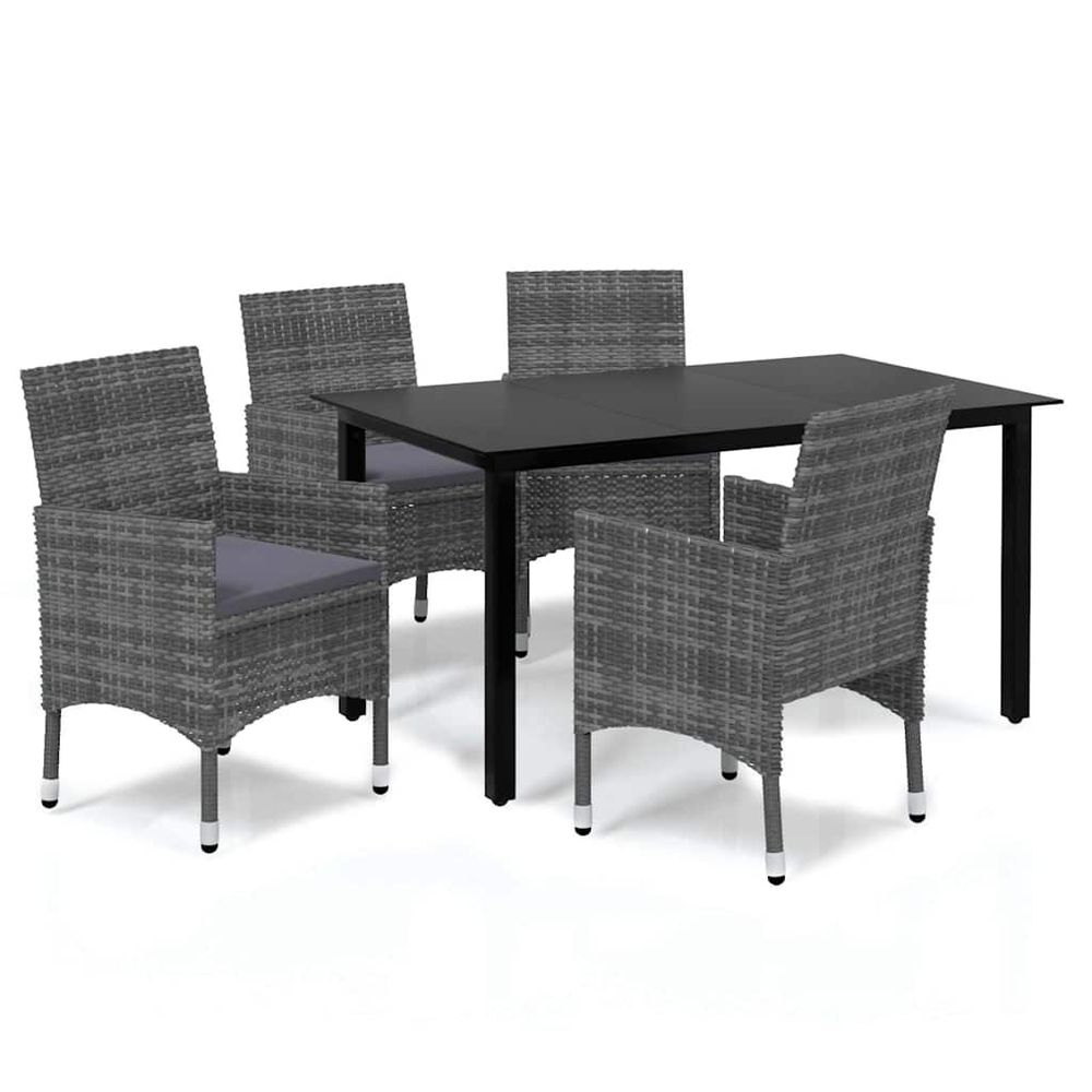Ensemble à manger de jardin coussins 5pcs résine tressée gris