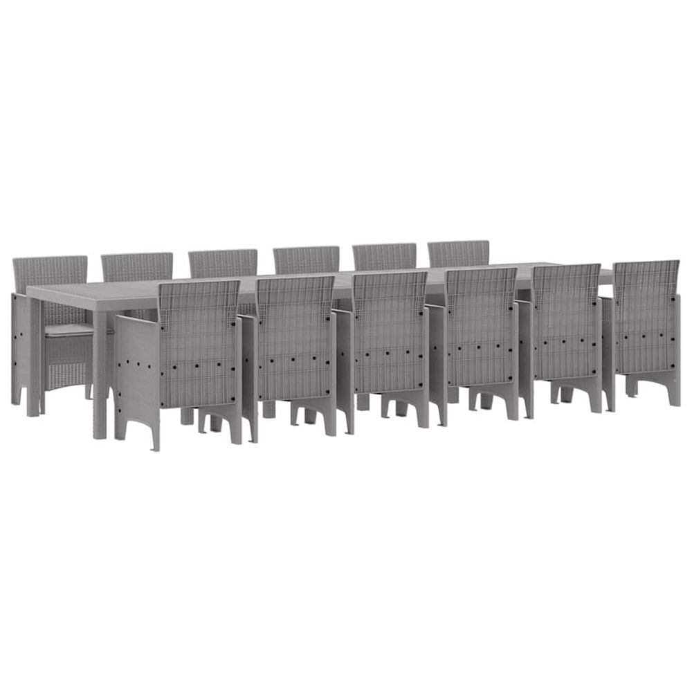 Ensemble de salle à manger pour jardin 13 pc gris clair
