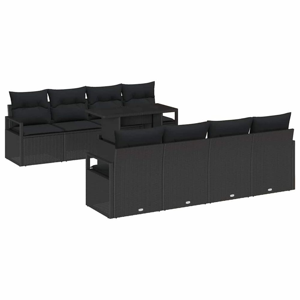 Ensemble de canapé de jardin 9 pc 6-nombre de places noir
