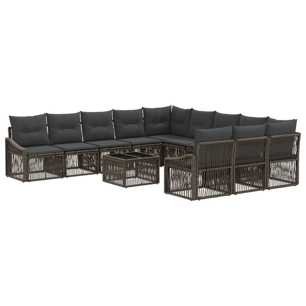 Ensemble de canapé de jardin 12 pc gris polyrotin