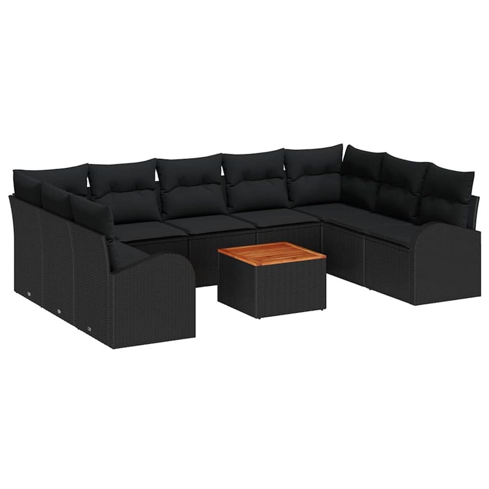 Ensemble de canapé de jardin 10 pc noir polyrotin