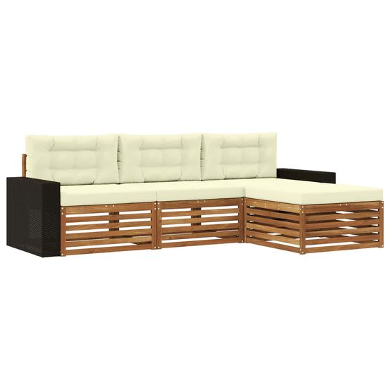 Ensemble de canapés d'extérieur 4 pc naturel et crème polyester